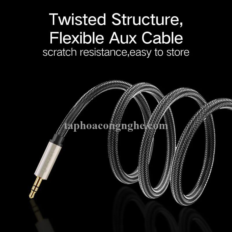 Ugreen 40785 10M màu Đen Cáp âm thanh 2 đầu 3.5mm dương đầu bọc kim loại cao cấp AV125 30040785